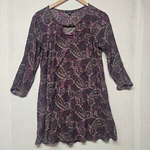 American Eagle Purple Paisley Long Sleeve Mini Dress